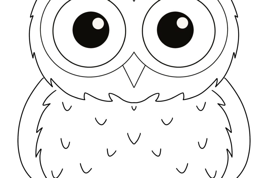 Cute Owl Coloring Page For Kids Digital Download Full Page Owl