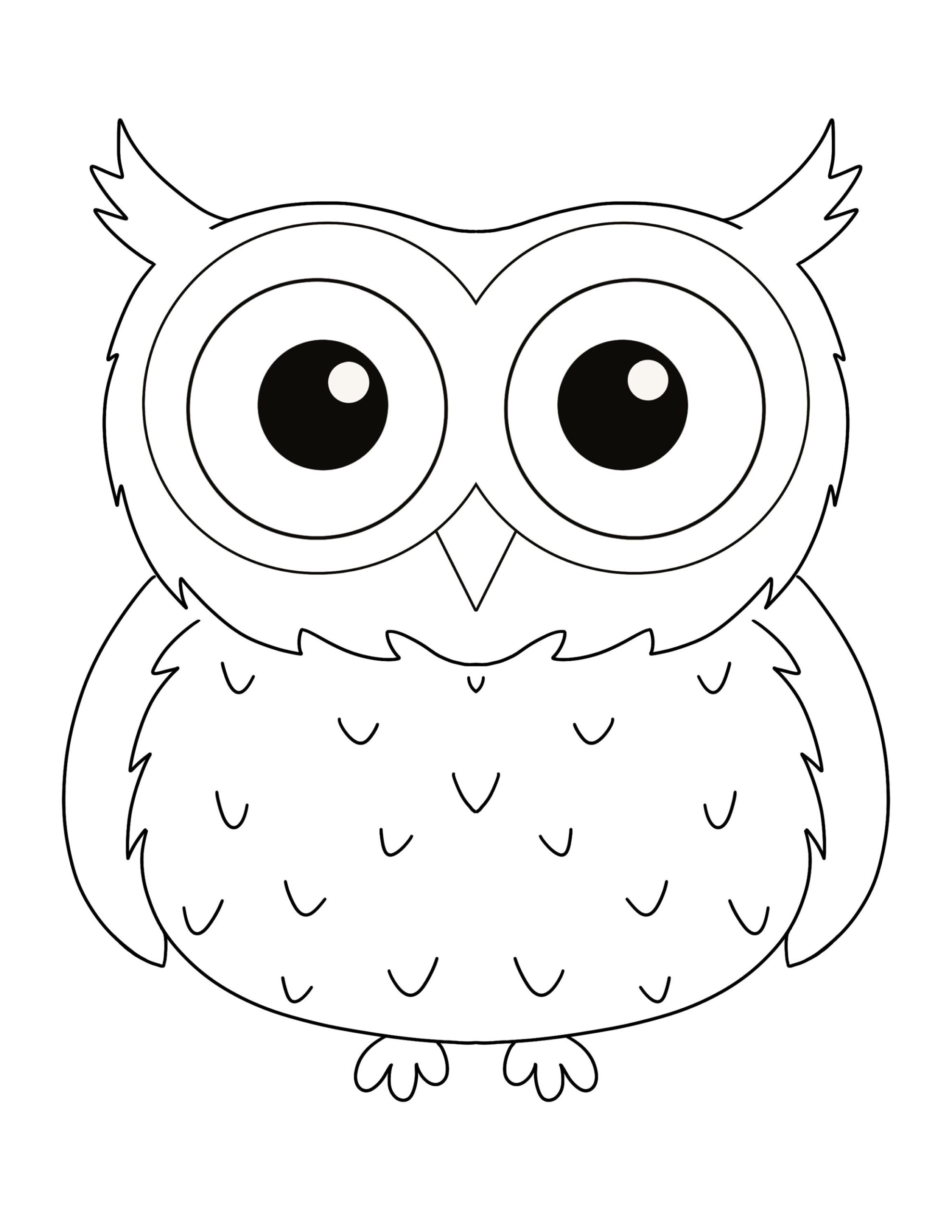Cute Owl Coloring Page For Kids Digital Download Full Page Owl 