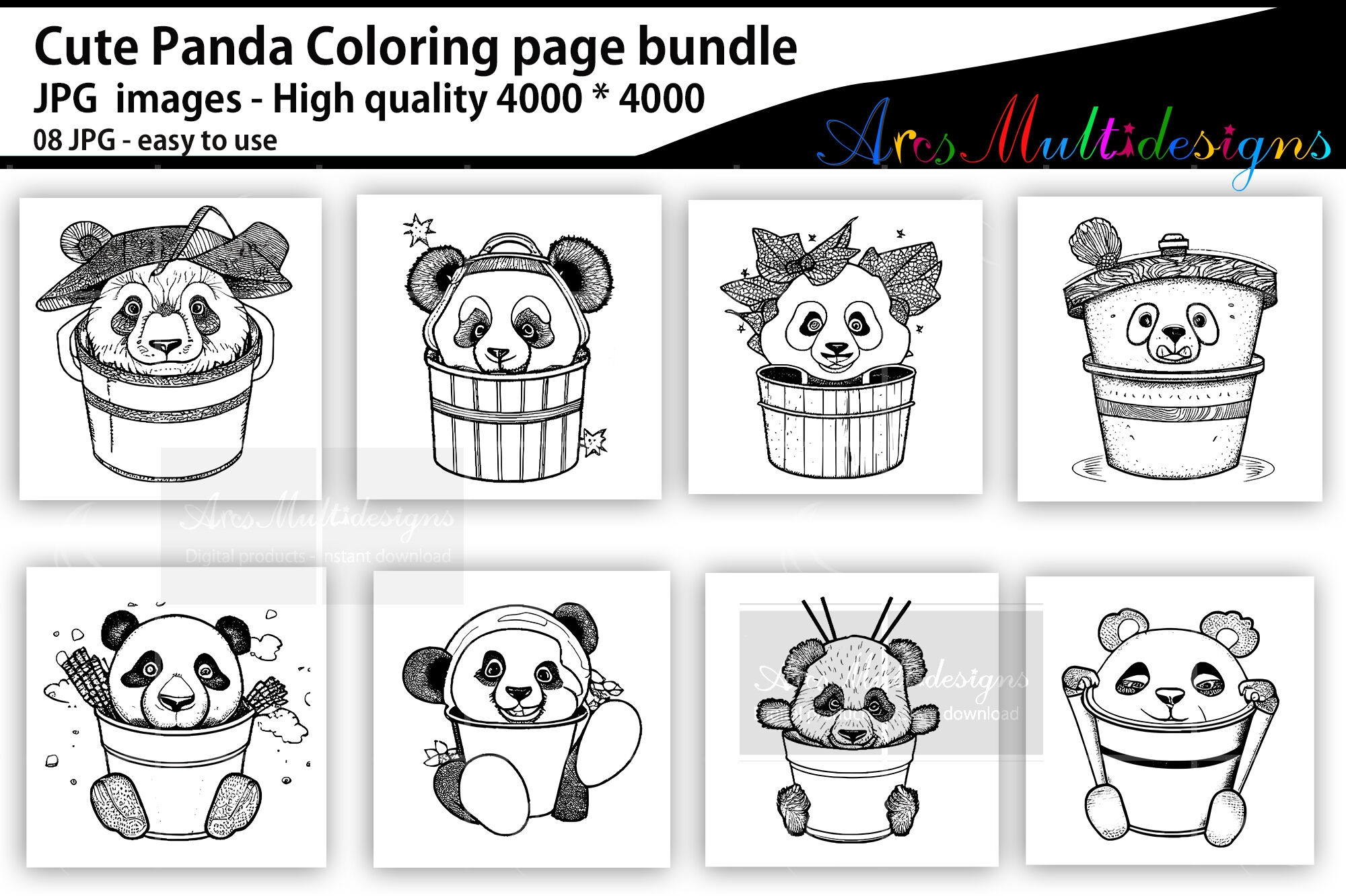 Cute Panda Coloring Page Bundle By ArcsMultidesignsShop TheHungryJPEG