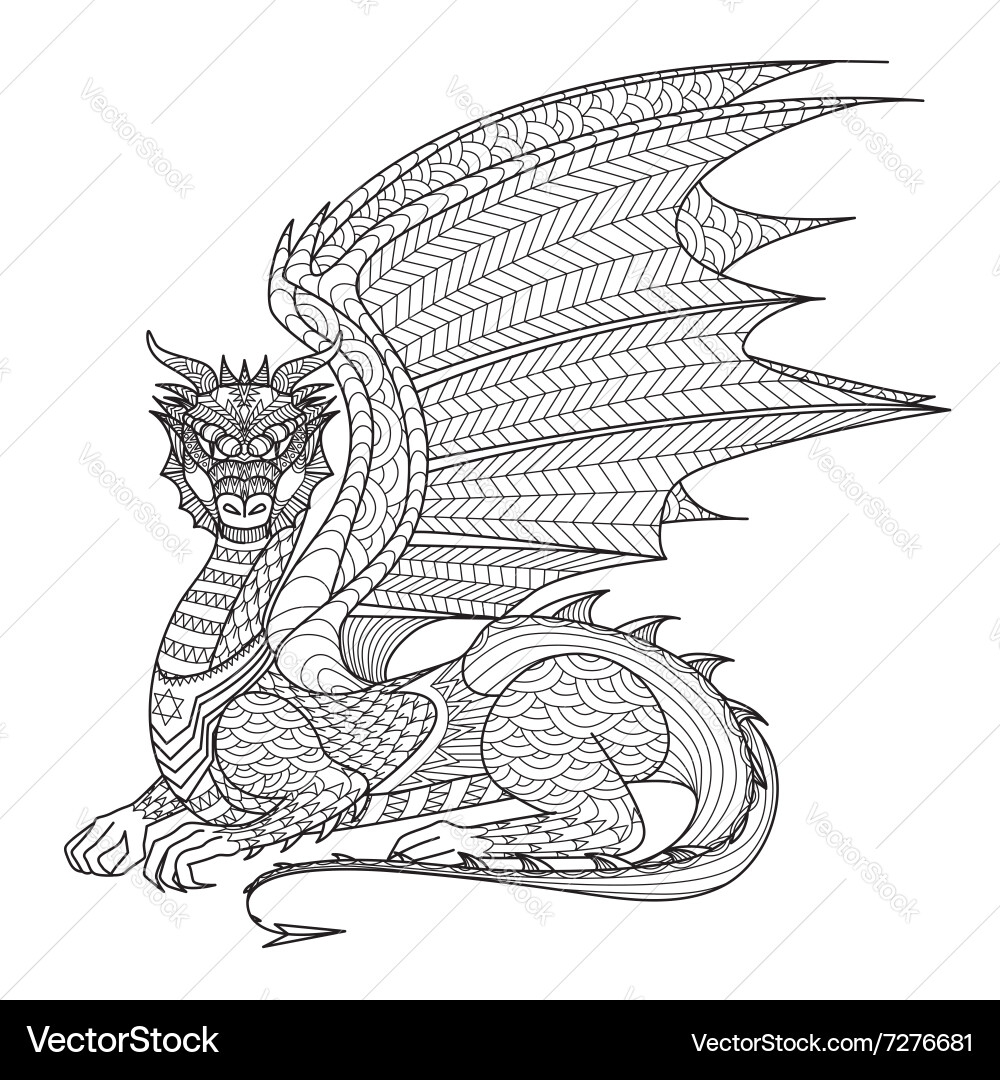 Dragon Coloring Page Royalty Free Vector Image