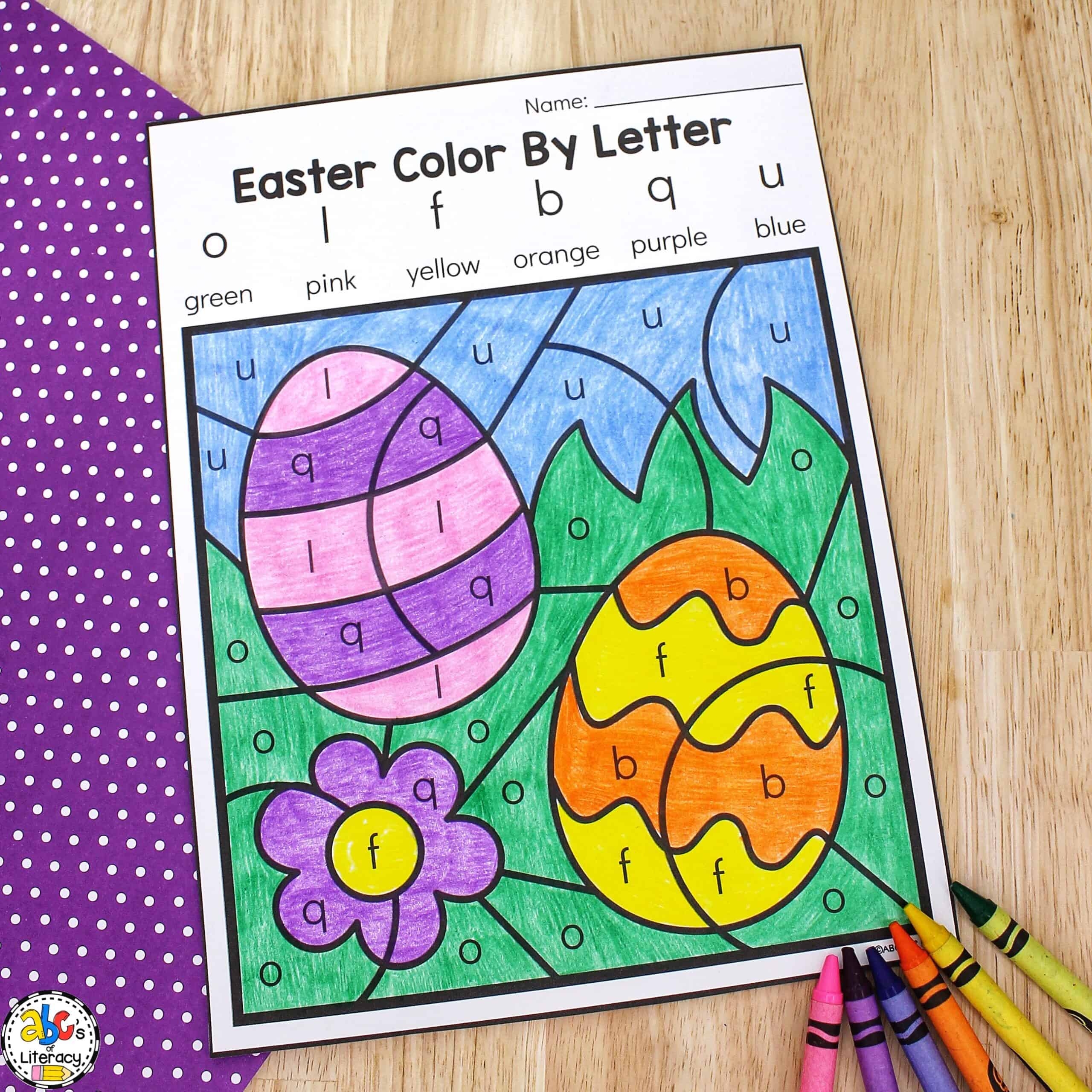 Easter Color By Letter Worksheets