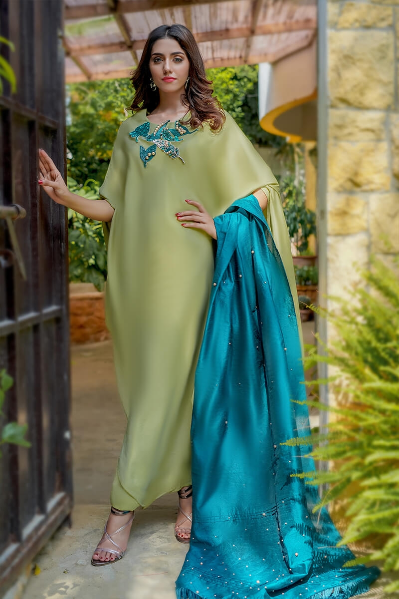 apple green color dress