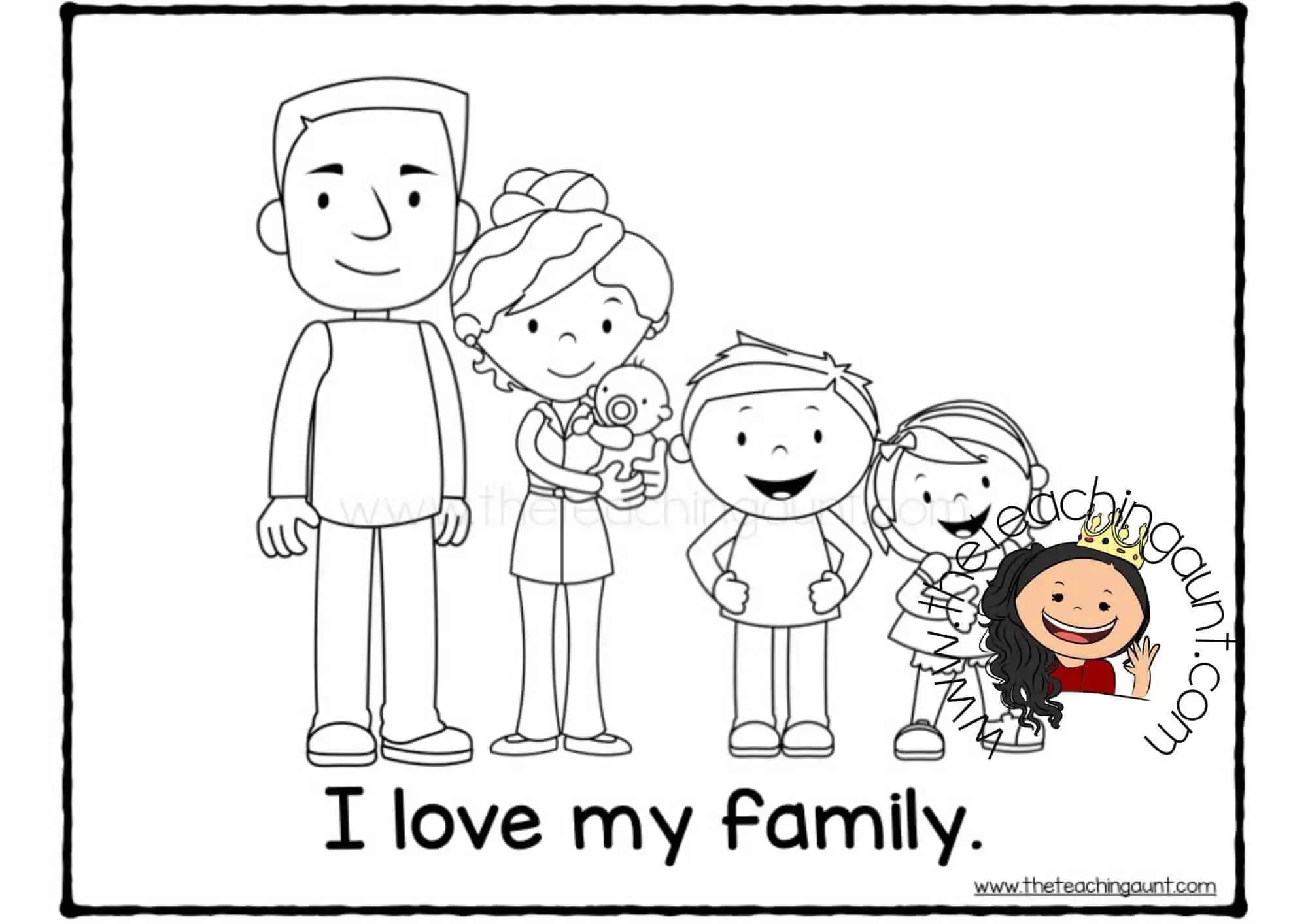 Family Members Coloring Pages The Teaching Aunt