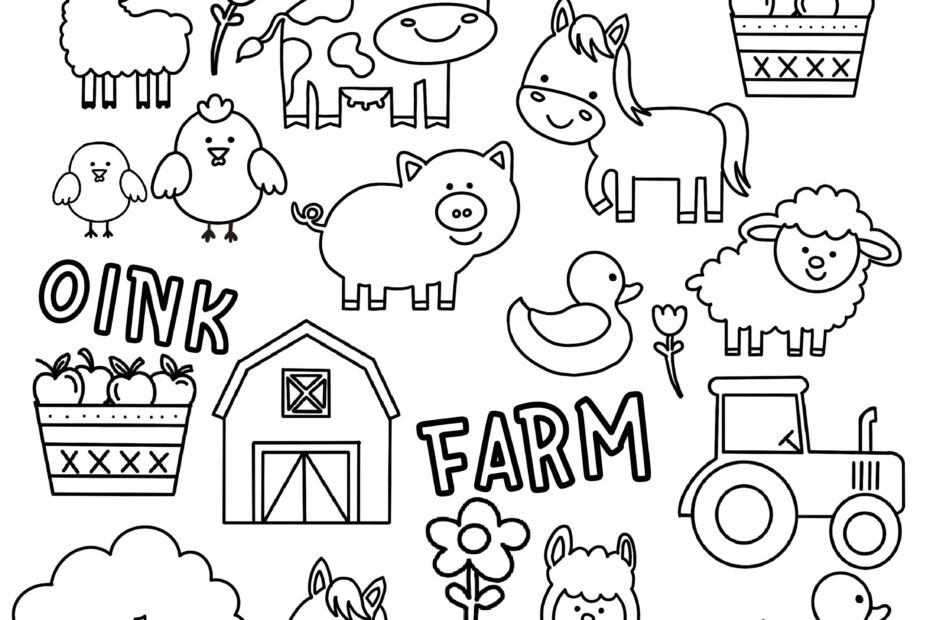 Farm Animals Coloring Page Animals Coloring Page farm Animal Coloring Book Page Animal Coloring Farm Page kids Farm Coloring Pages Etsy