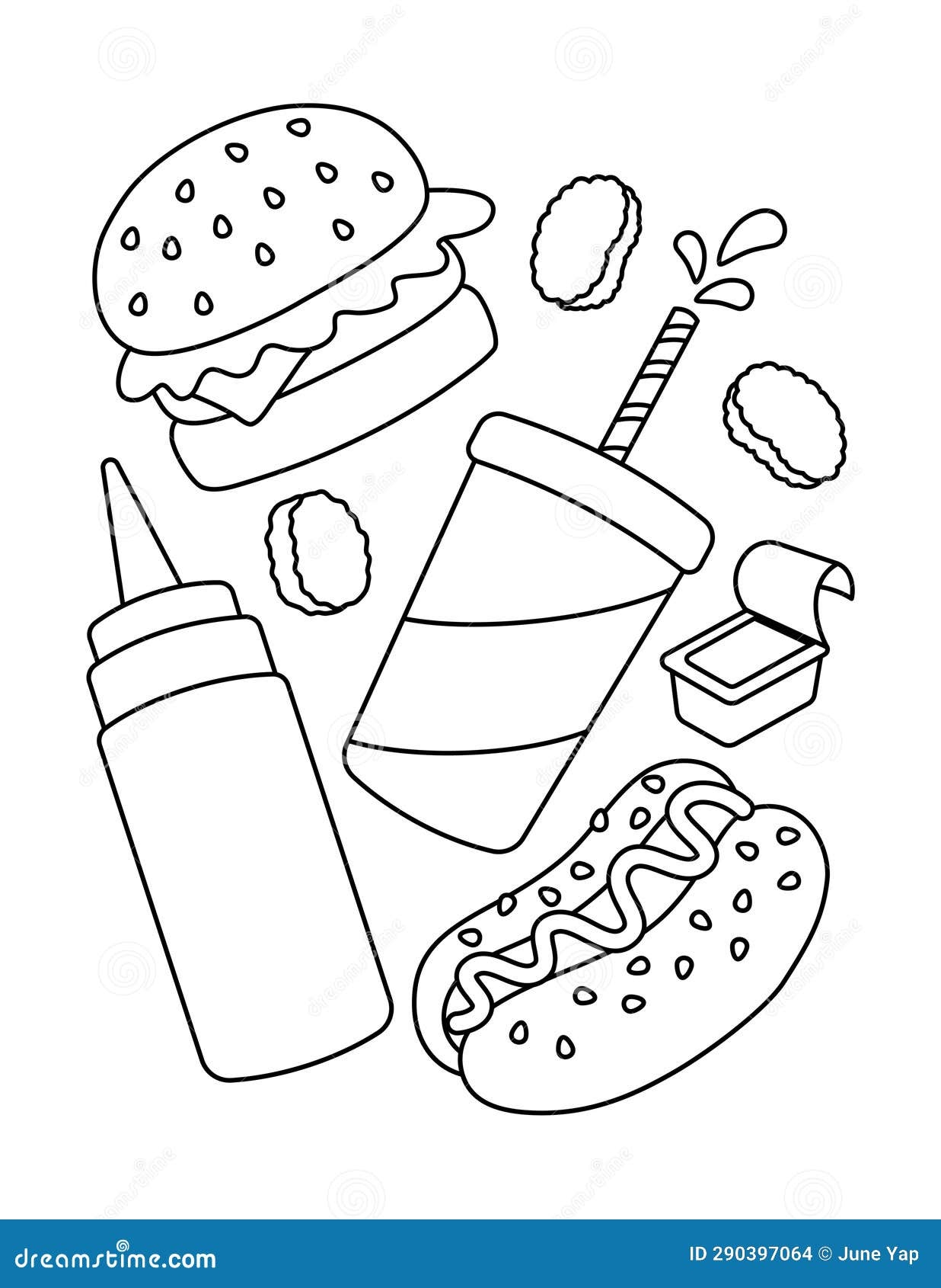 Fast Food Coloring Page Stock Illustrations 669 Fast Food 