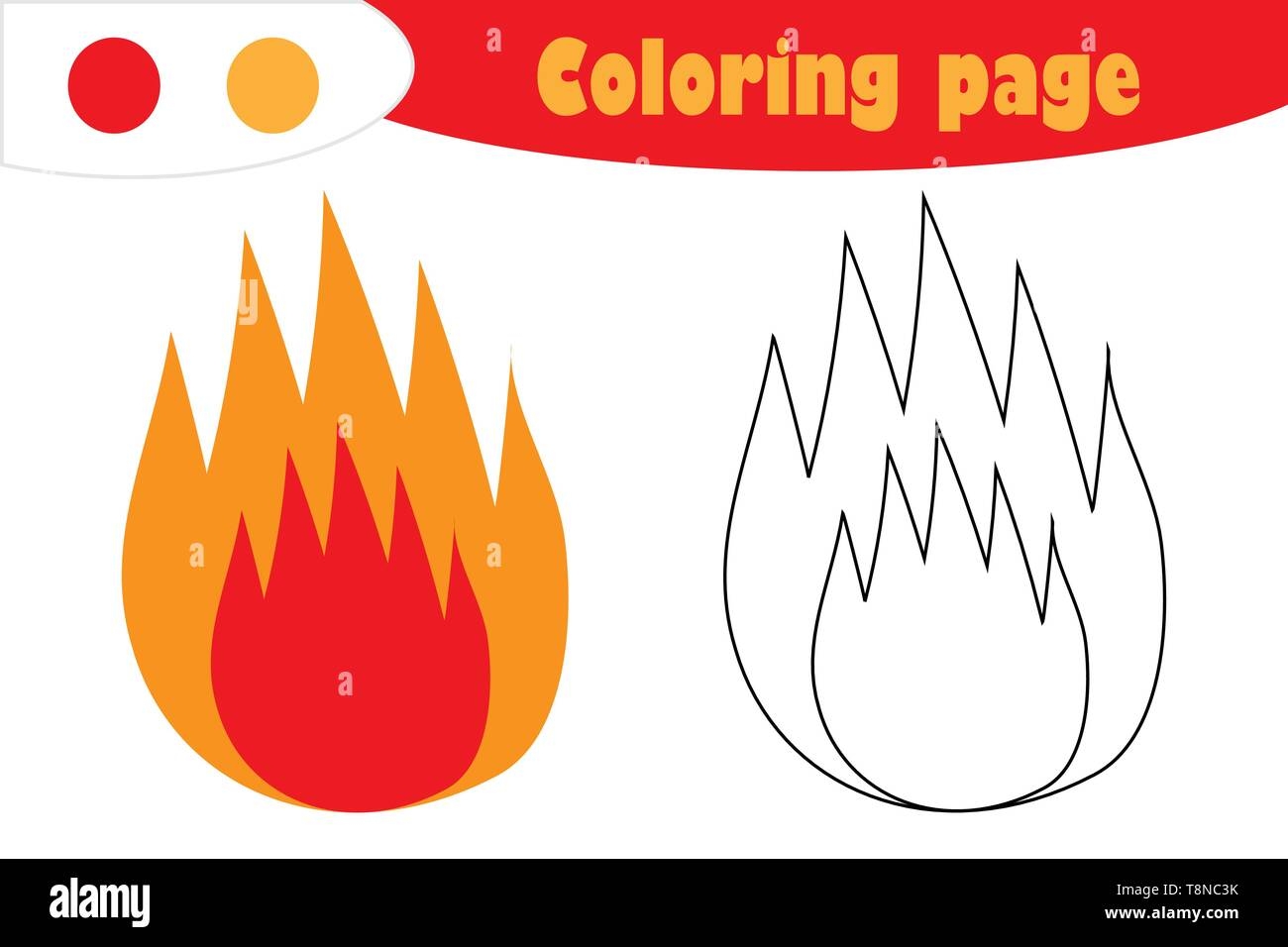 Fire In Cartoon Style Coloring Page Education Paper Game For The Development Of Children Kids Preschool Activity Printable Worksheet Vector Stock Vector Image U0026 Art Alamy