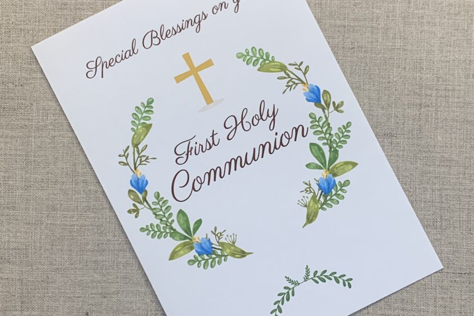 First Communion Gift Girl Printable First Communion Card Religious Card First Communion Card Girl First Communion Gift Etsy