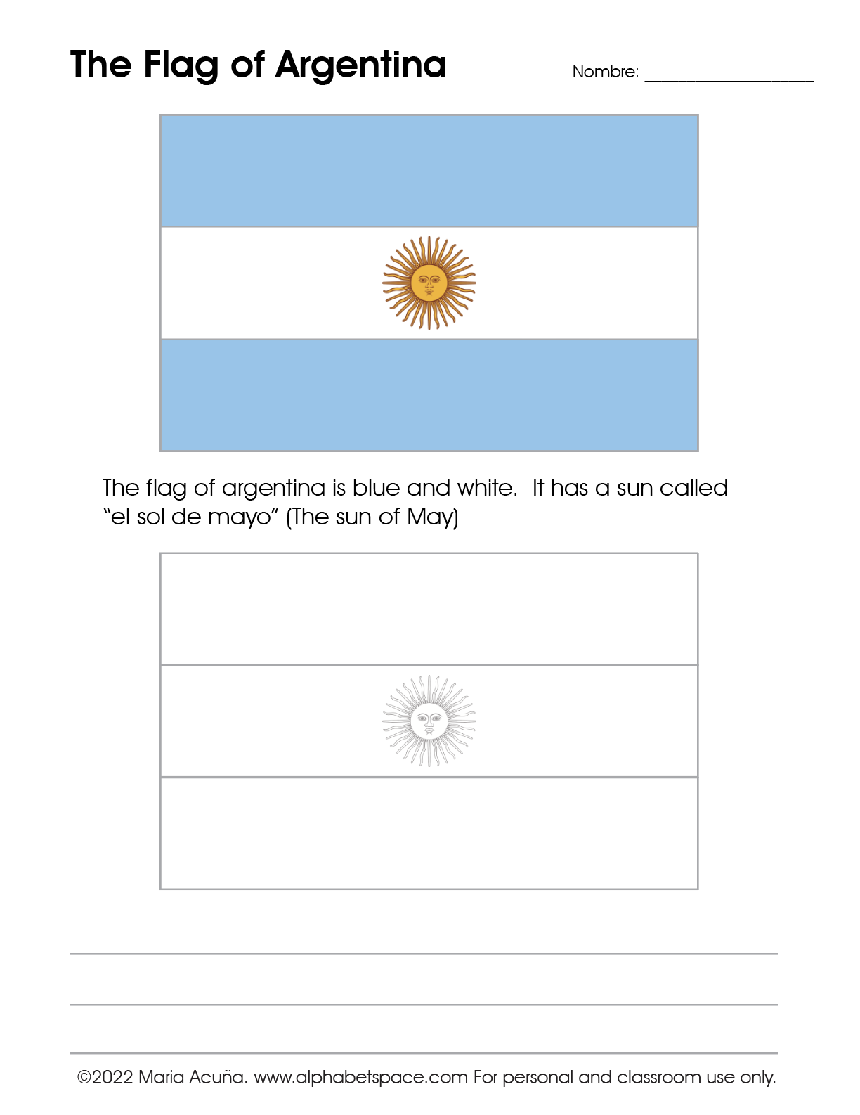 Flag Of Argentina Coloring And Writing Activities For K 6 