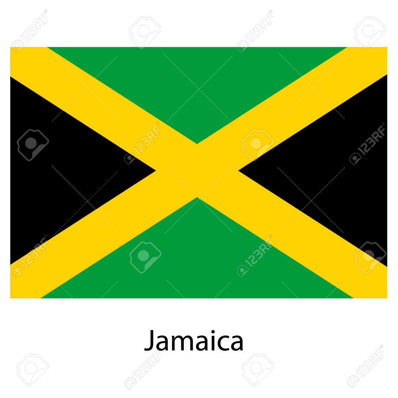 Flag Of The Country Jamaica Vector Illustration Exact Colors 