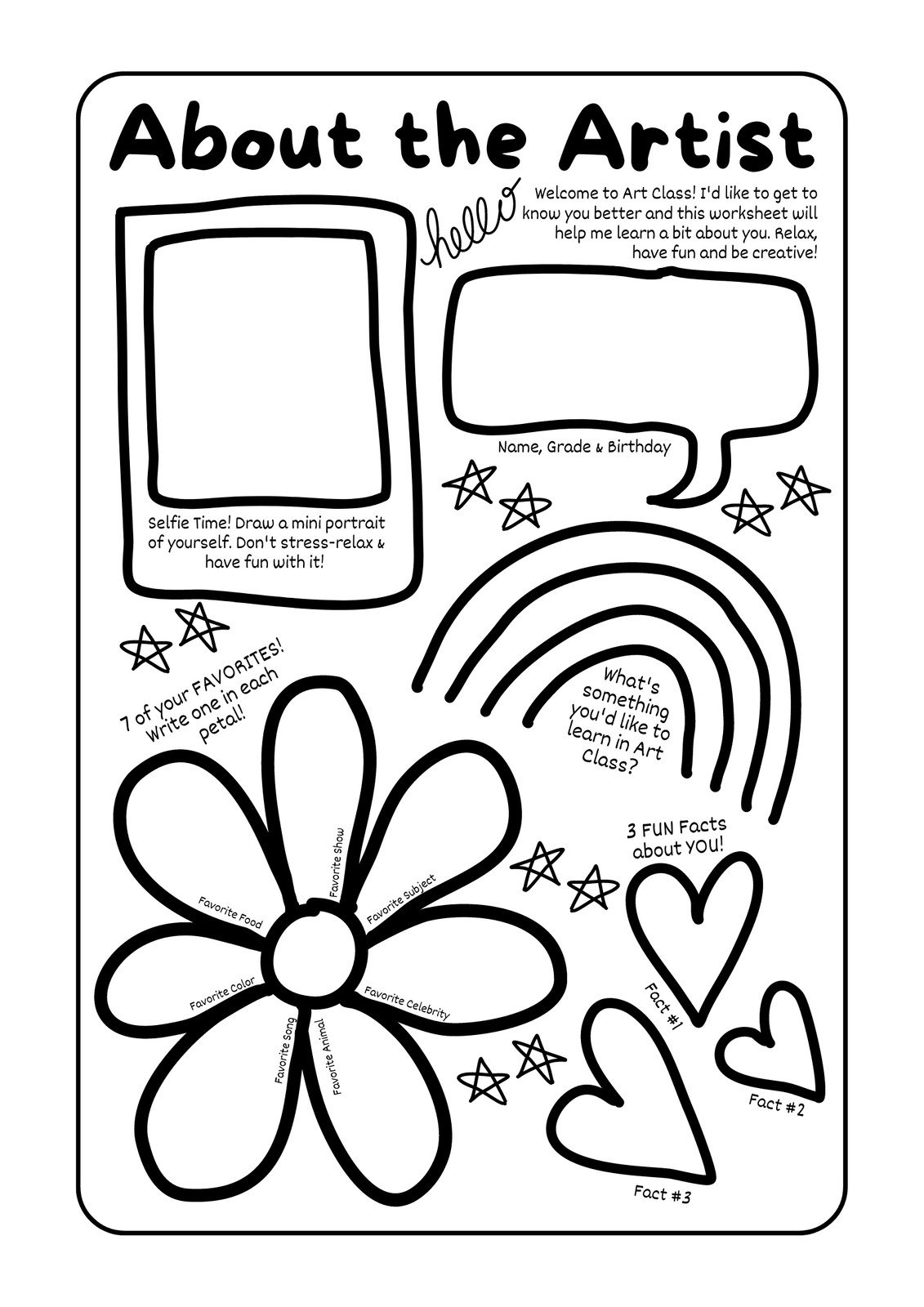 printable art worksheets