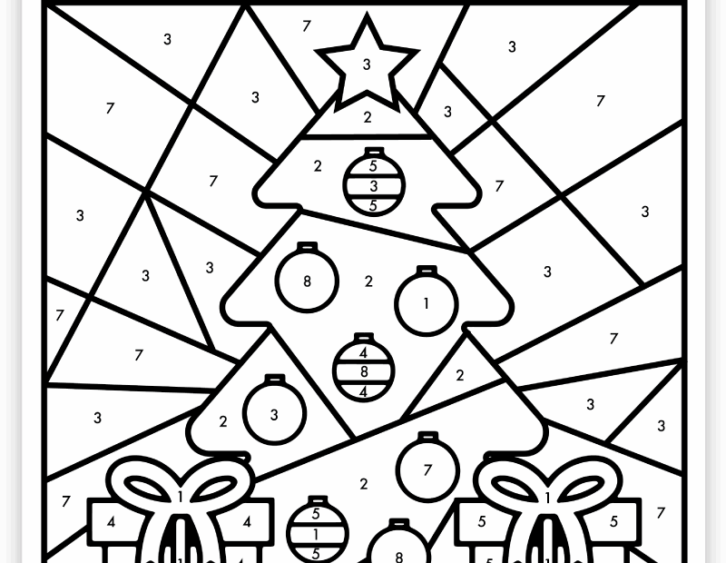 Free Printable Christmas Color By Number Worksheet Pjs And Paint