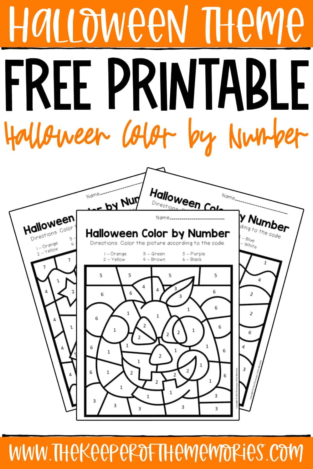 color by number halloween printables