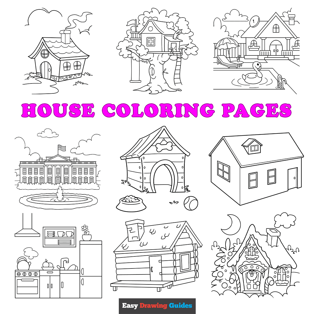coloring pages houses printables