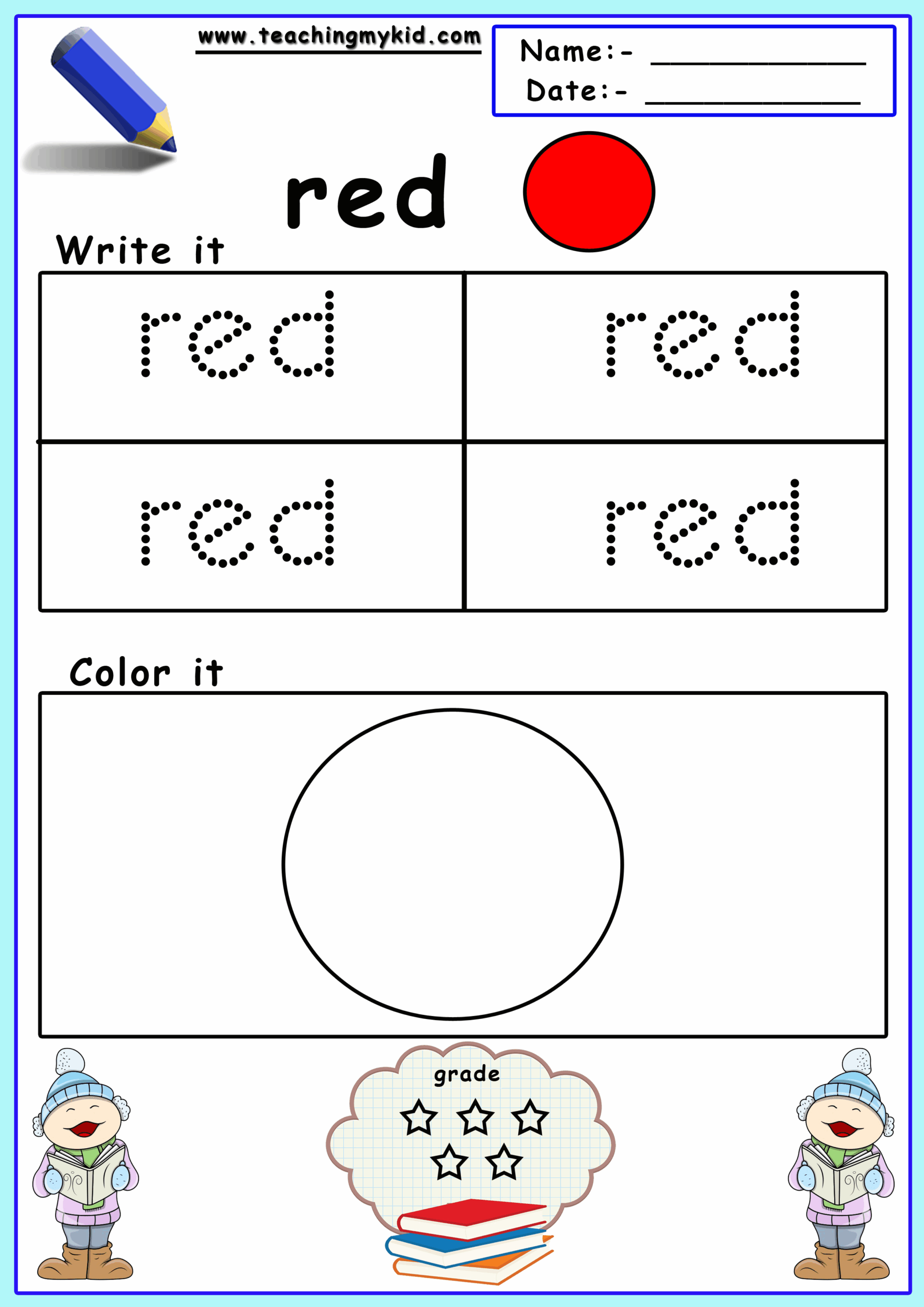colors worksheet for preschool