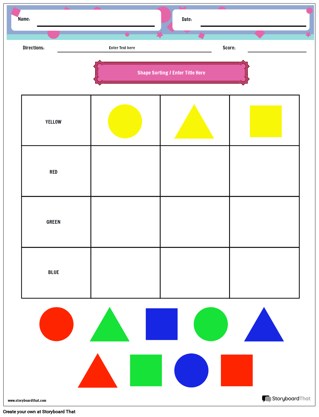 shapes colors worksheet