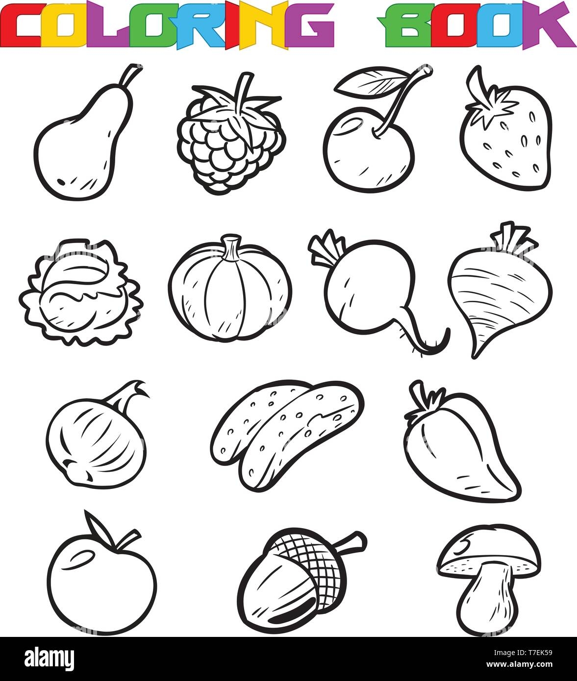Fruits Vegetables Coloring Book Hi res Stock Photography And Images Alamy