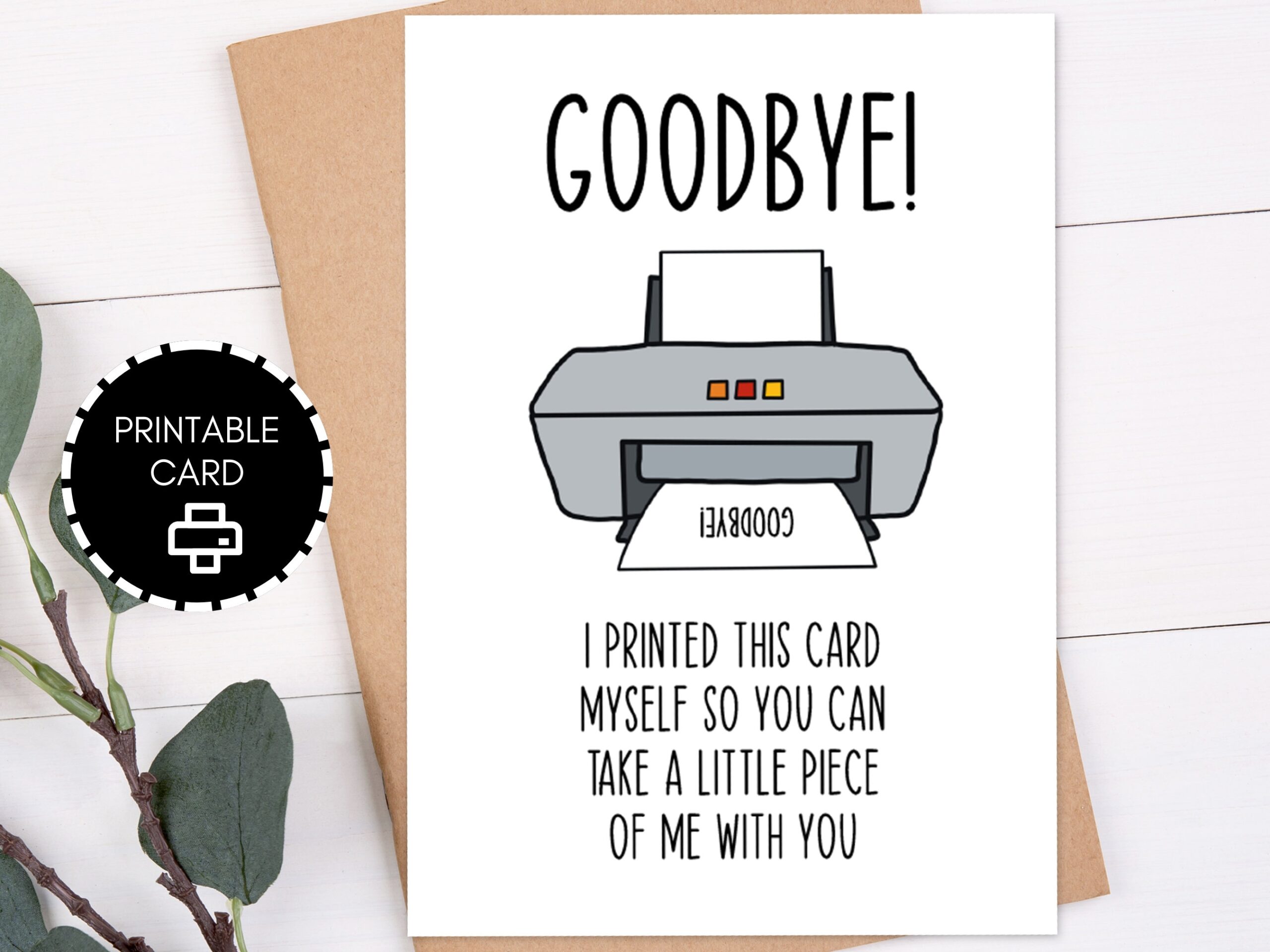 Goodbye Card Printable Funny Goodbye Farewell Gift 5x7 Card With 