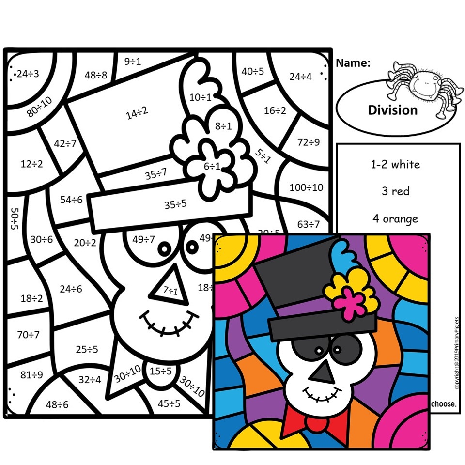 halloween coloring math worksheets
