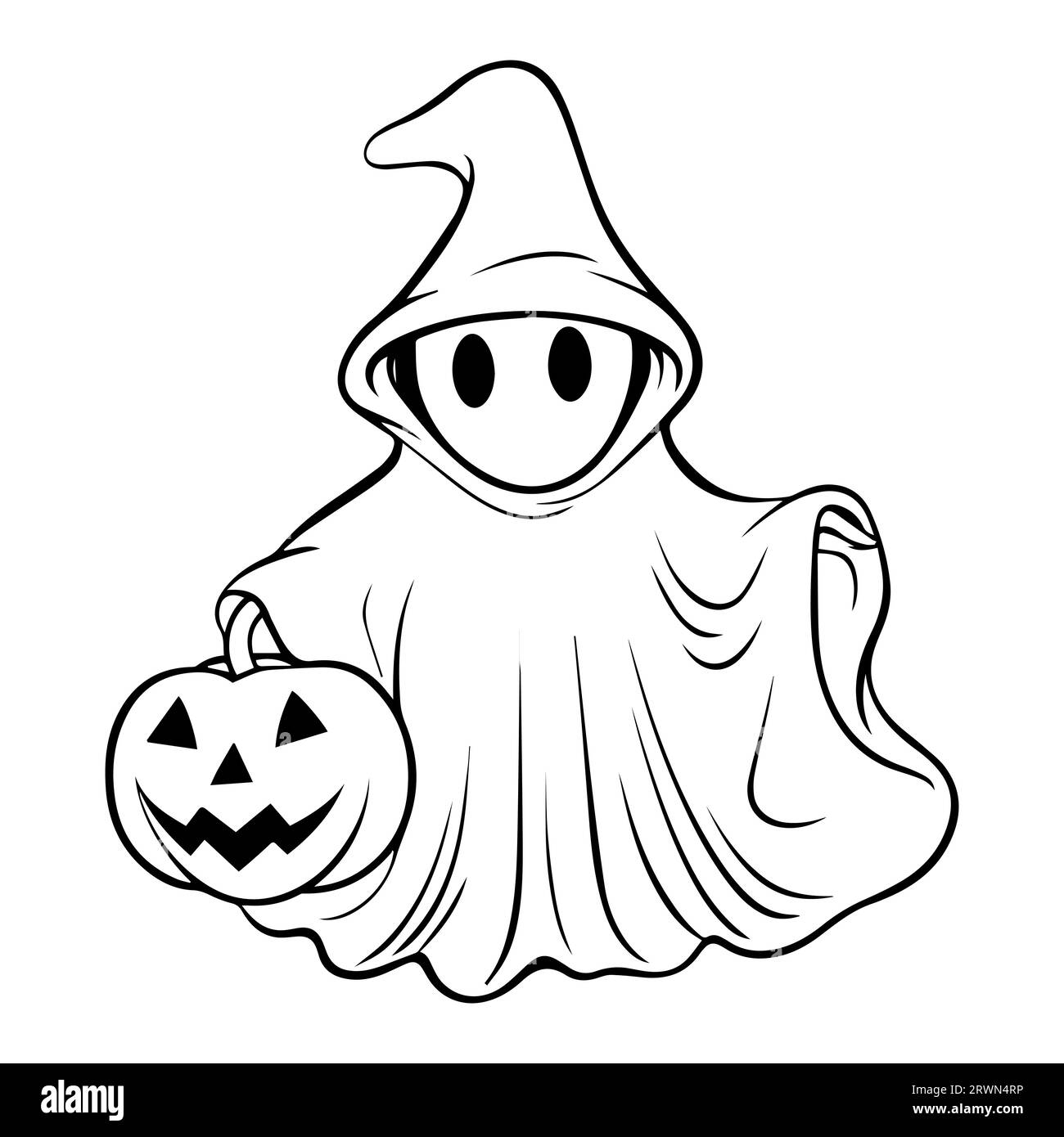 Halloween Ghost Line Art For Coloring Book Page Line Art Design 