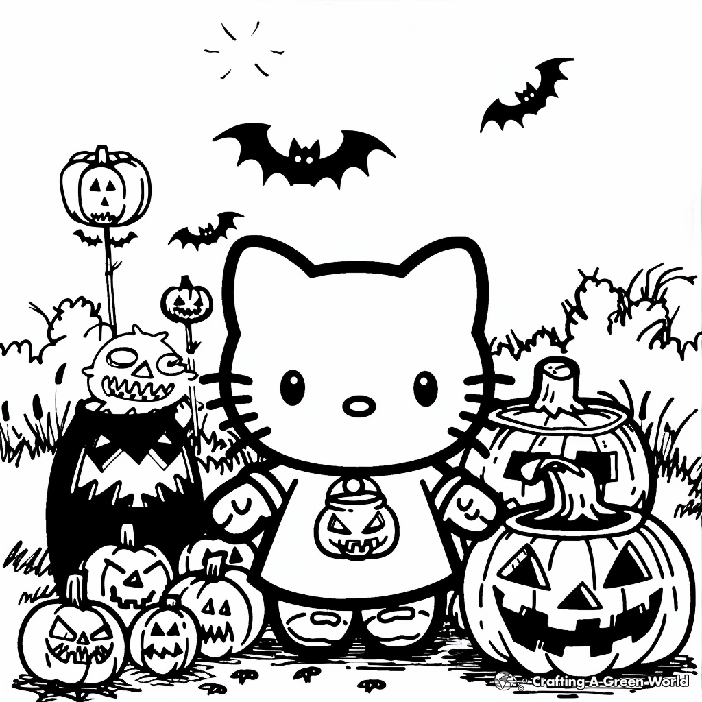 Halloween Hello Kitty Coloring Pages Free U0026 Printable 