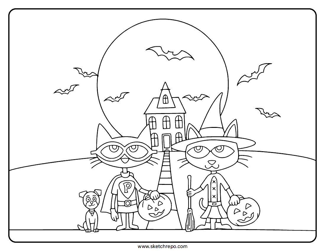 halloween coloring page cat