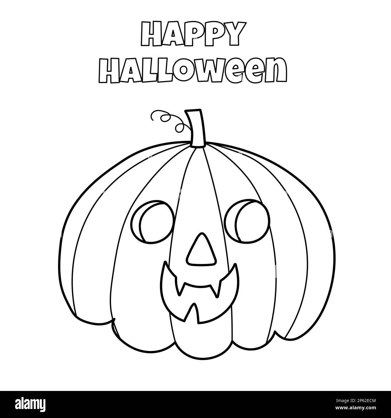 Happy Halloween Coloring Page With Cute Pumpkin Spooky Print Stock Vector Image U0026 Art Alamy