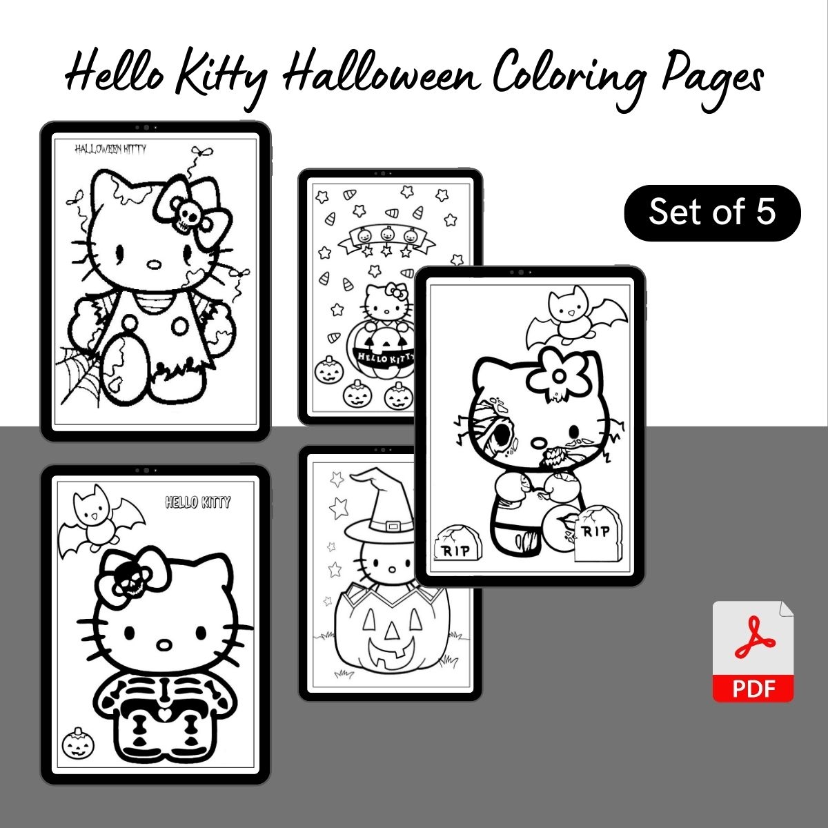 Hello Kitty Halloween Coloring PDF Templates Templatediy