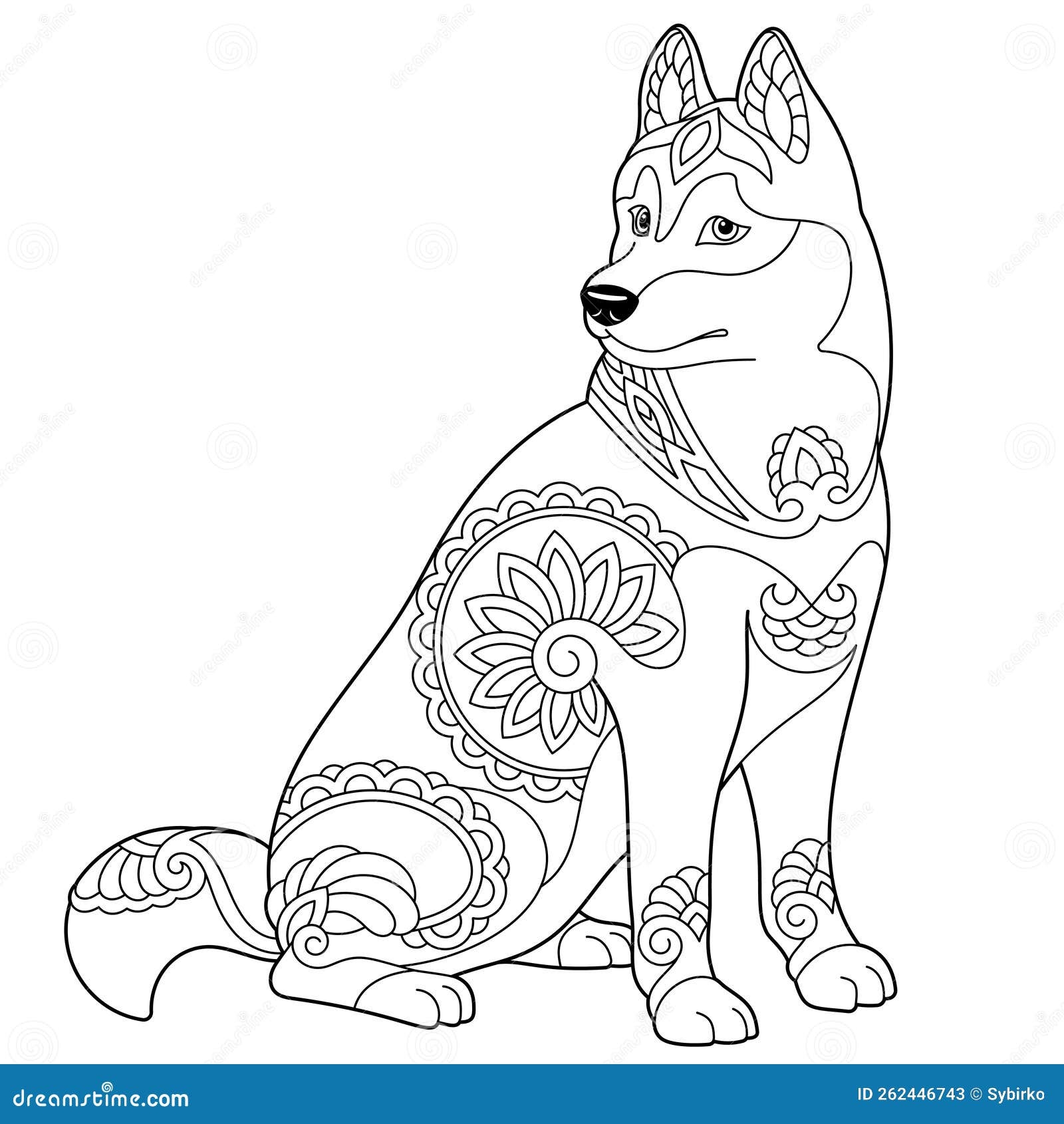 Husky Dog Coloring Page Stock Vector Illustration Of Husky 