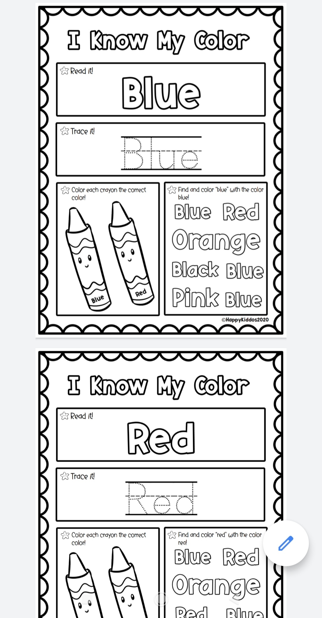 preschool color worksheet