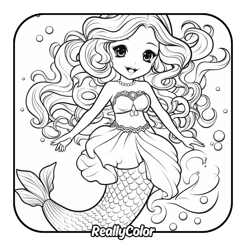 anime mermaid coloring pages