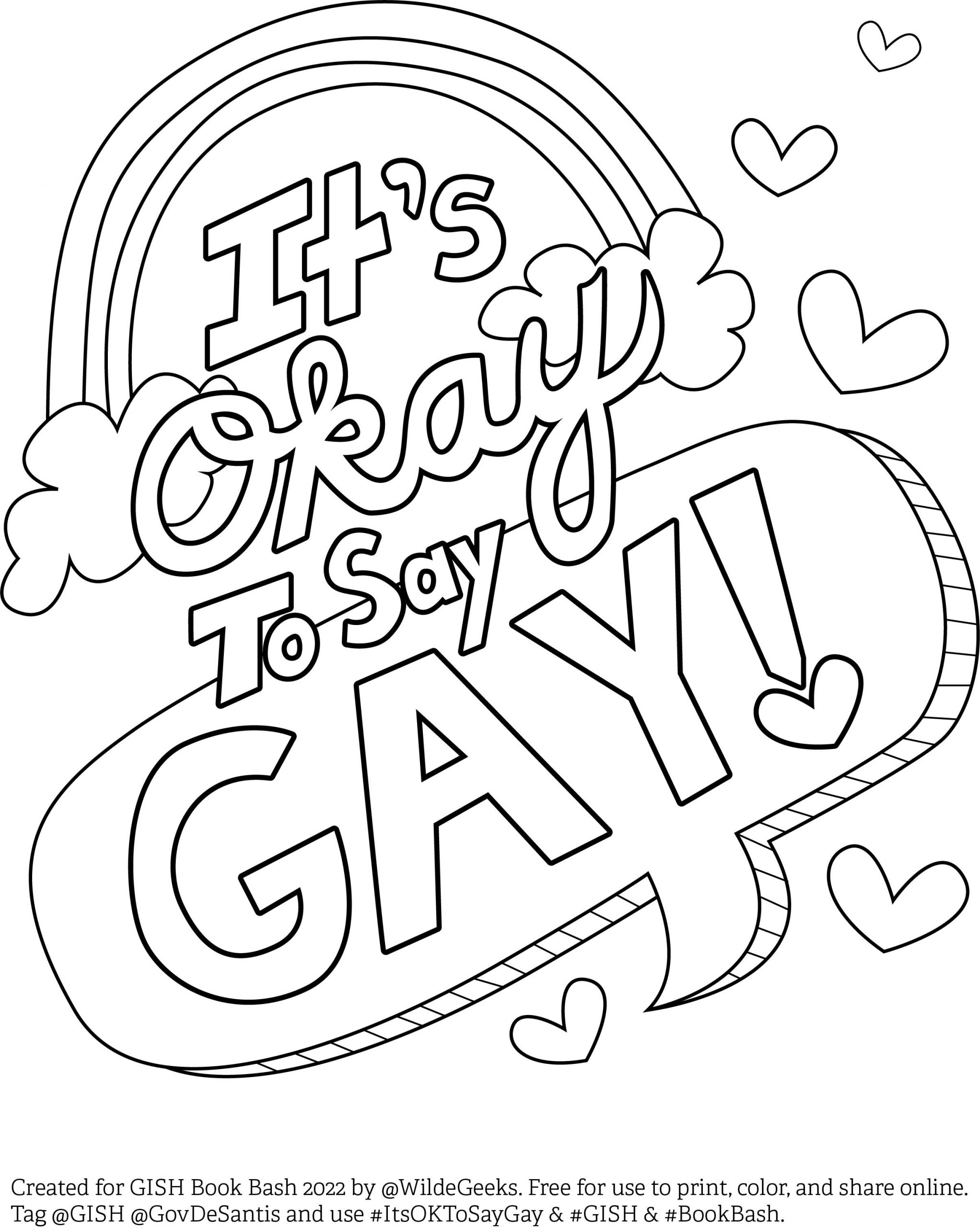 It s Okay To Say Gay Coloring Page FREE DOWNLOAD Wilde Designs