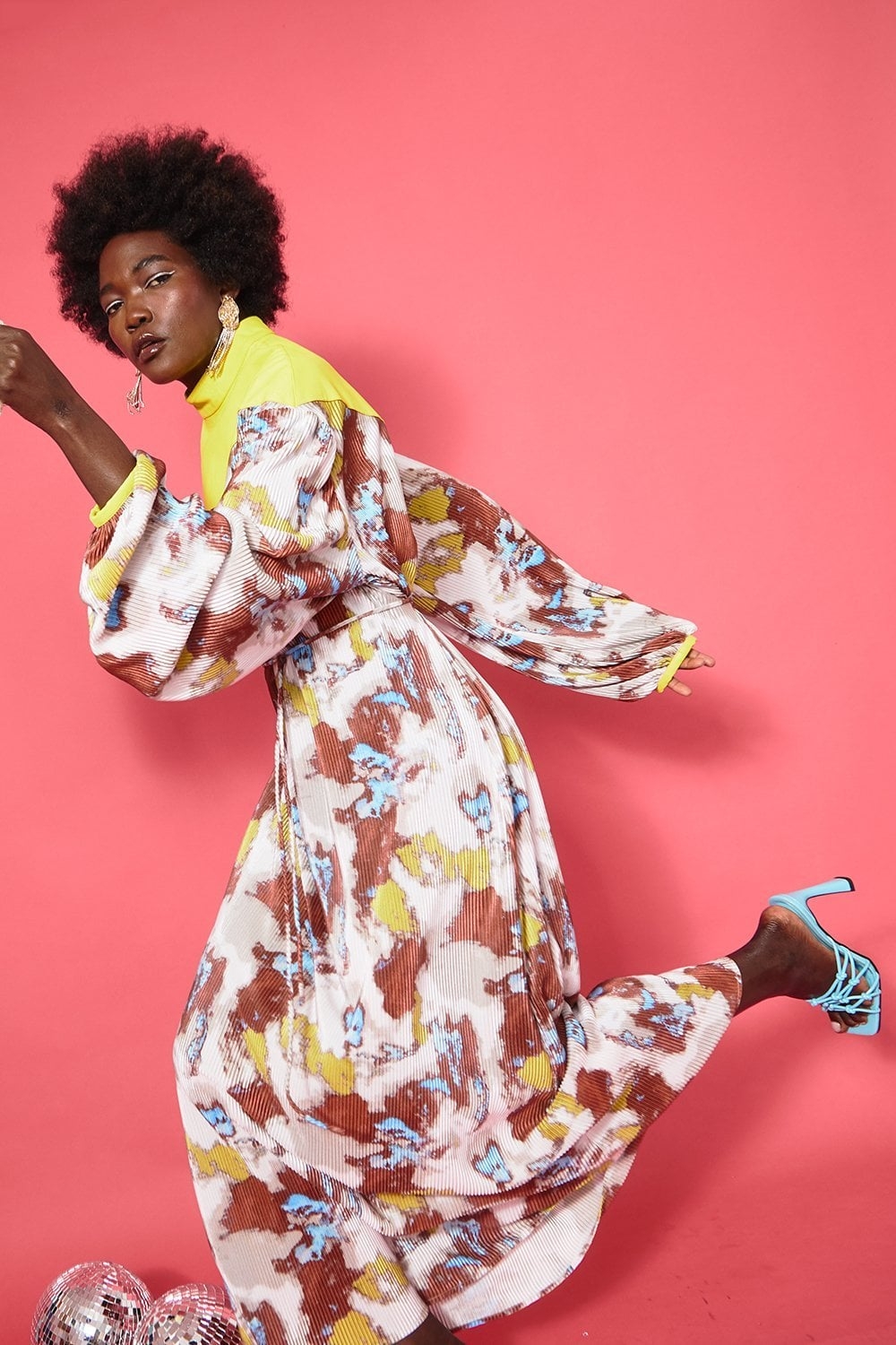 JAYLEY Multi Colour High Neck Maxi Dress The Outlet From JAYLEY UK