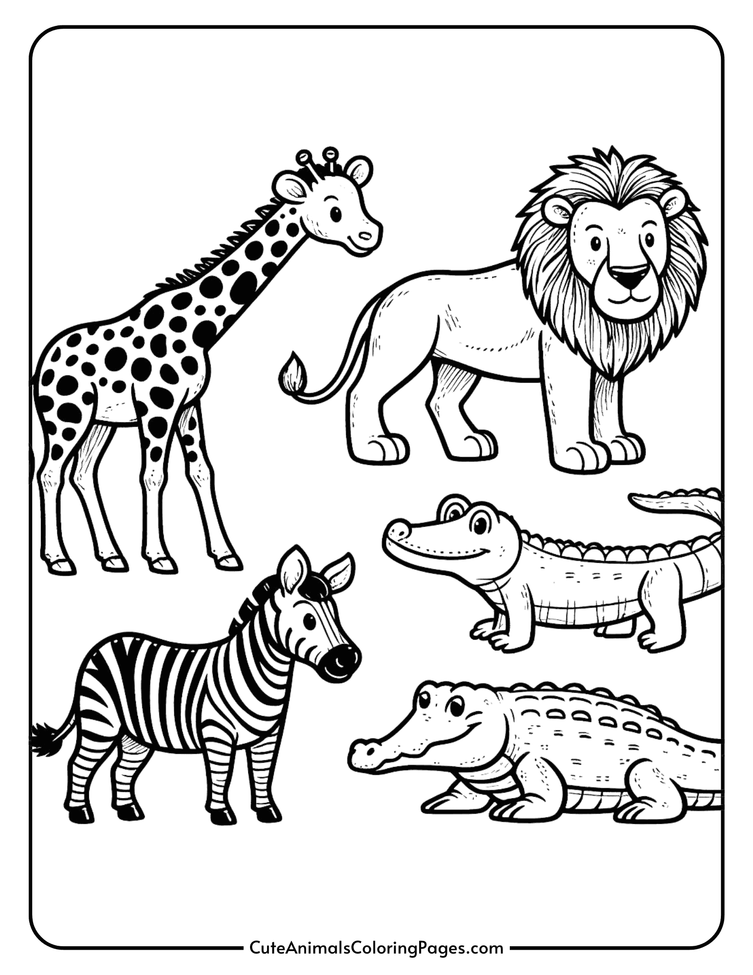Jungle Animals Coloring Pages Free Printable Pages Cute 