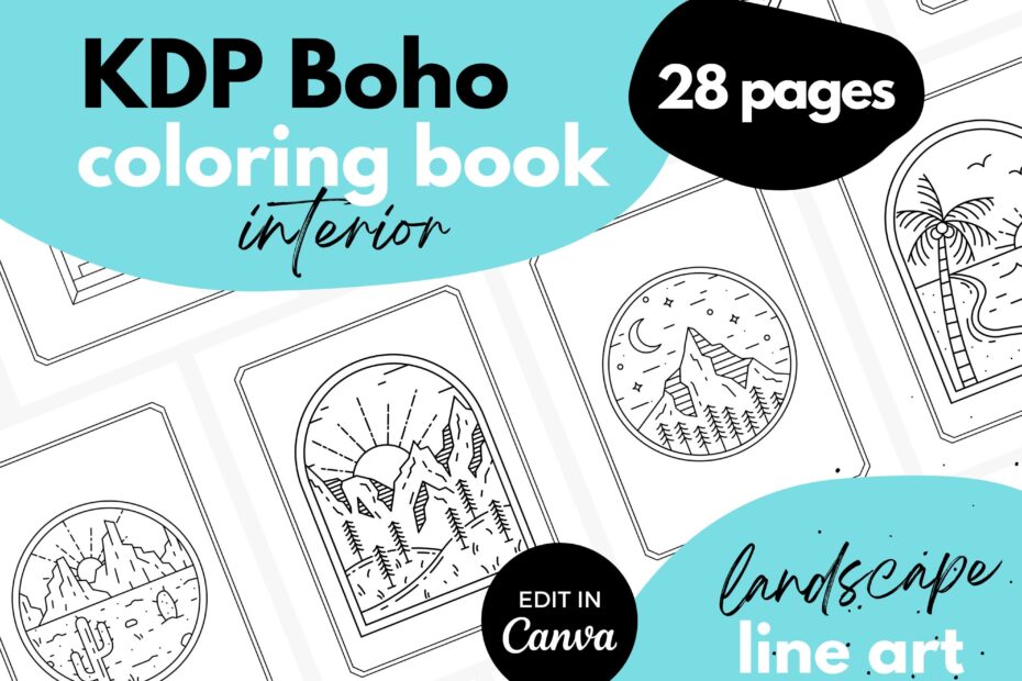 KDP Coloring Book Interior Canva Template 8 5x11 Boho Landscape Etsy