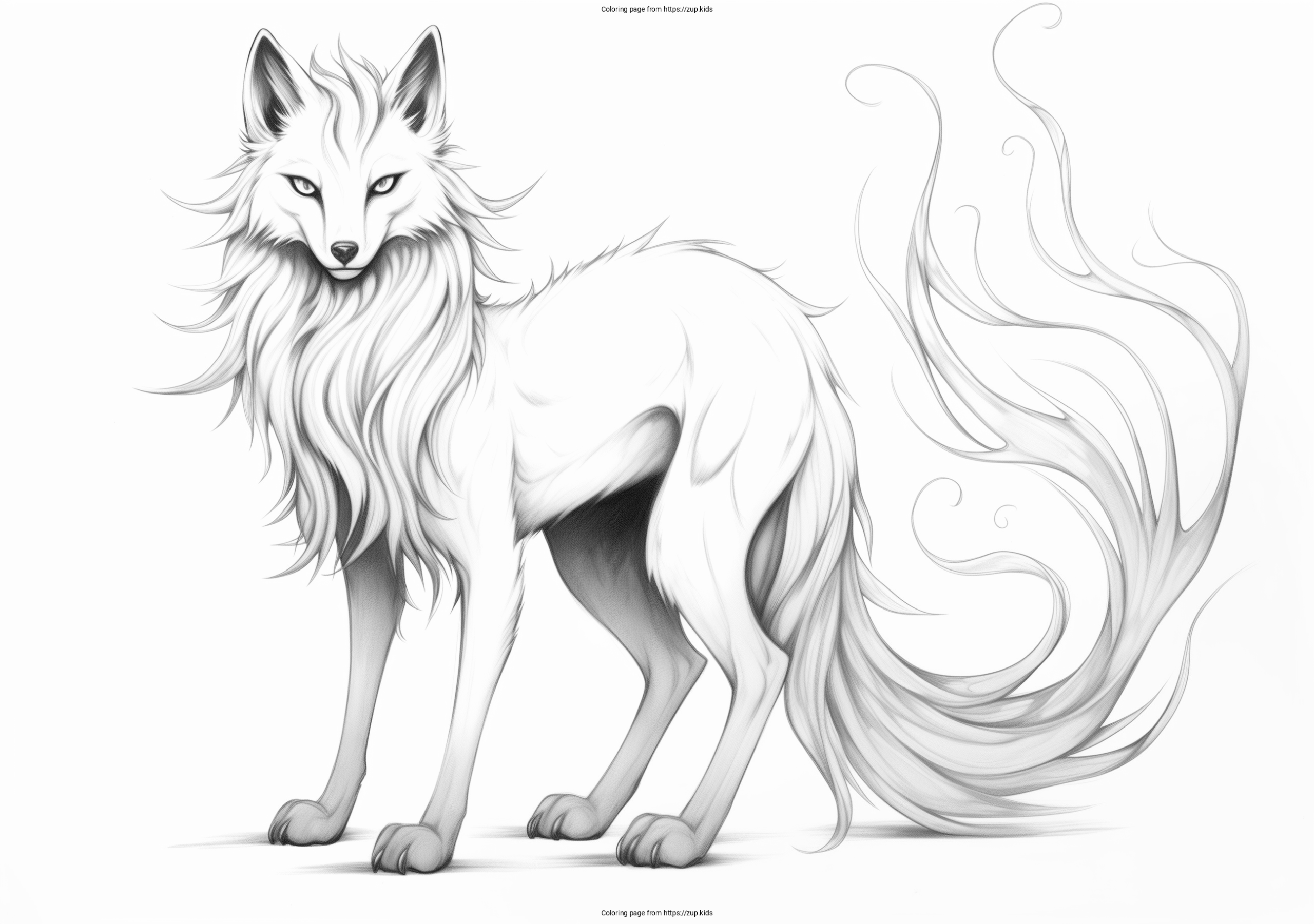 Kitsune Fox Coloring Page From Zup kids