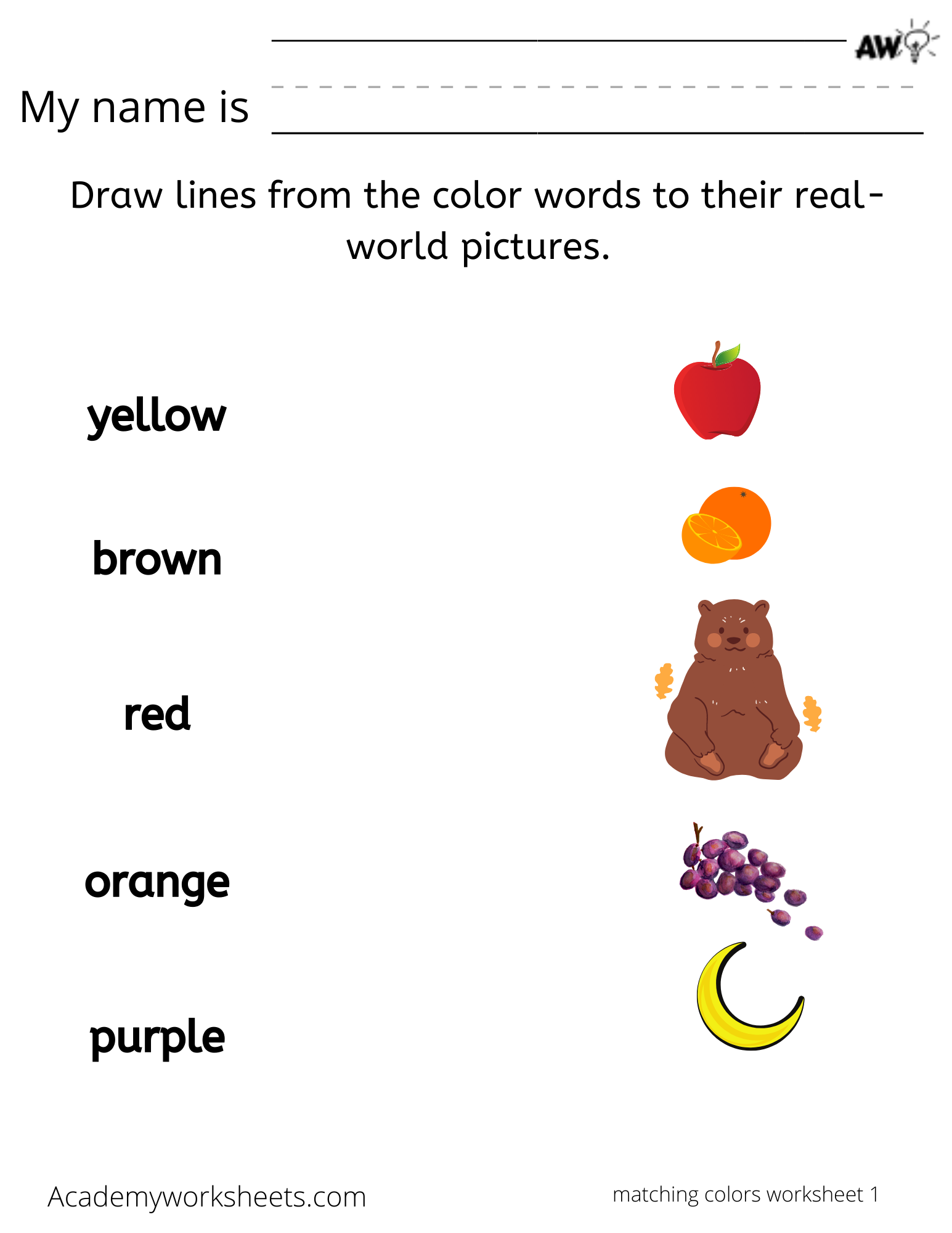 color words worksheet