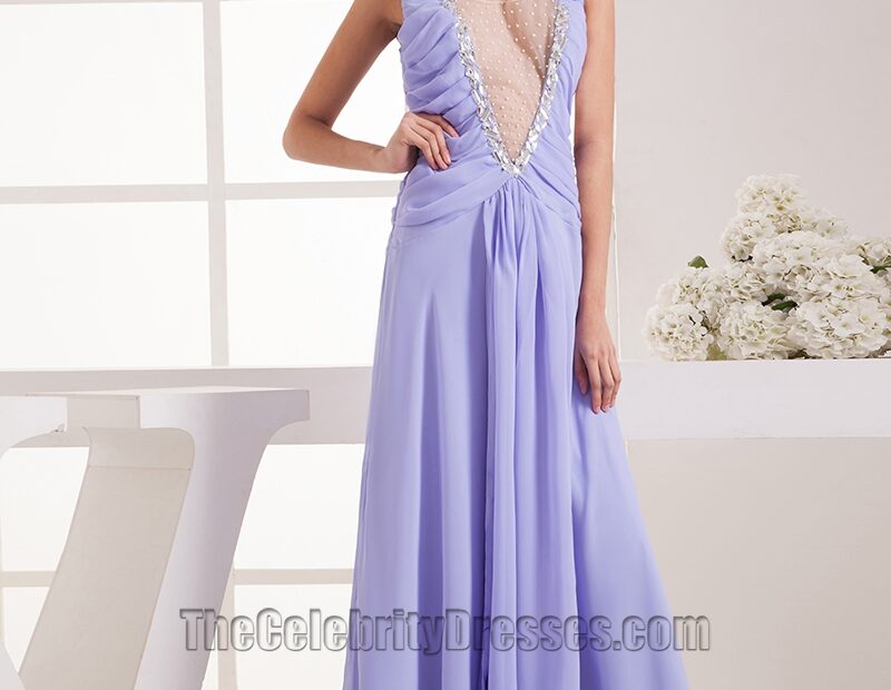 Long Lavender Chiffon Prom Gown Evening Formal Dresses