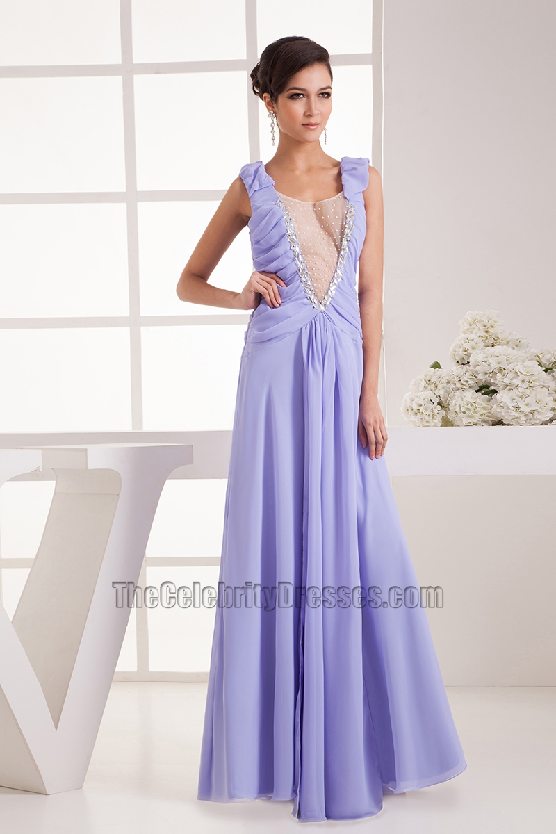 Long Lavender Chiffon Prom Gown Evening Formal Dresses