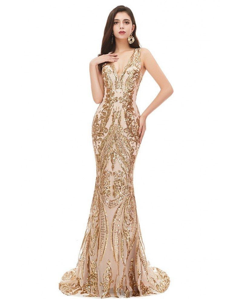 champagne gold colored prom dresses