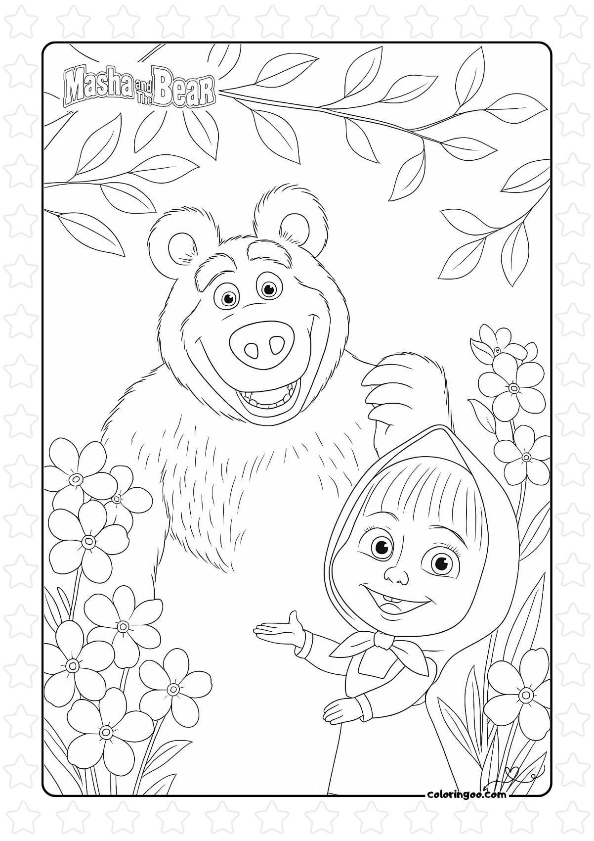 Masha And The Bear Welcome Spring Coloring Page