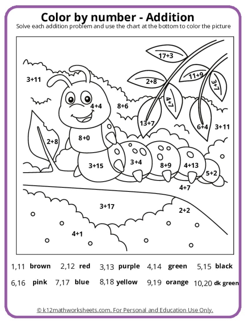 coloring worksheets addition