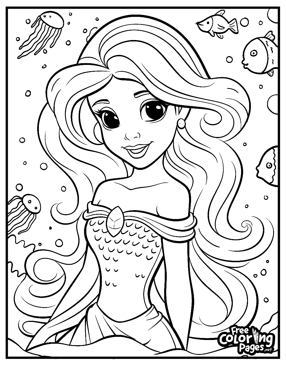mermaid free printable coloring pages