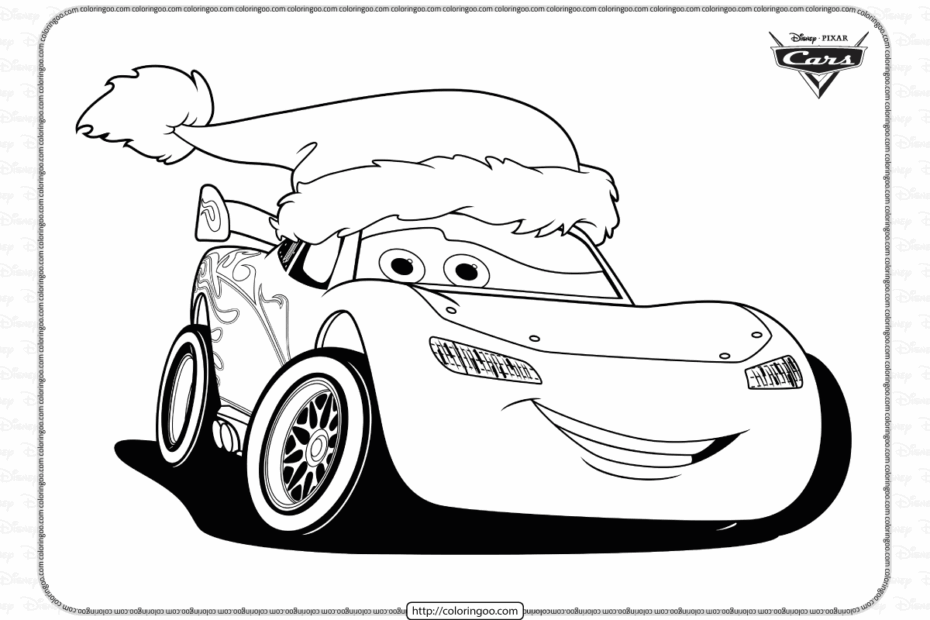 Merry Christmas Lightning McQueen Coloring Page