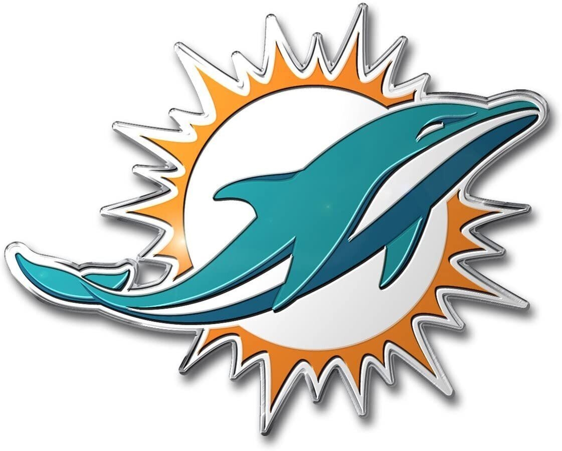 Miami Dolphins Auto Emblem Aluminum Metal Embossed Team Color Raised Decal Balai Besar Standardisasi Dan Pelayanan Jasa Industri Logam Dan Mesin