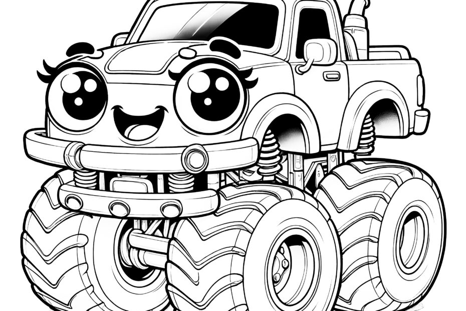 Monster Truck Girl Cute Coloring Picture For Free