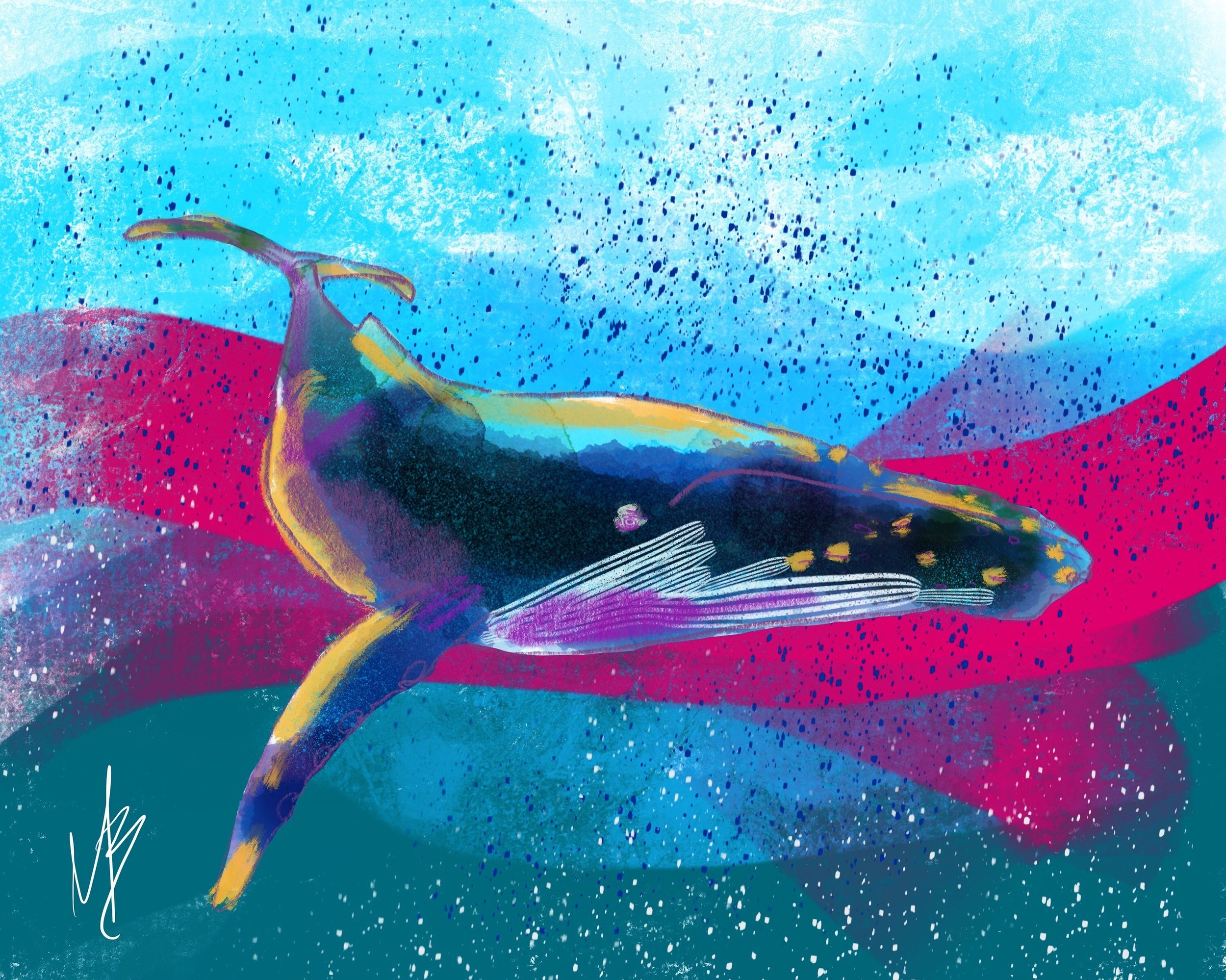 More Aquatica Colorful Whale whale digitalpainting ocean water art artist marinelife sea sealife humpbackwhale Mike Brennan