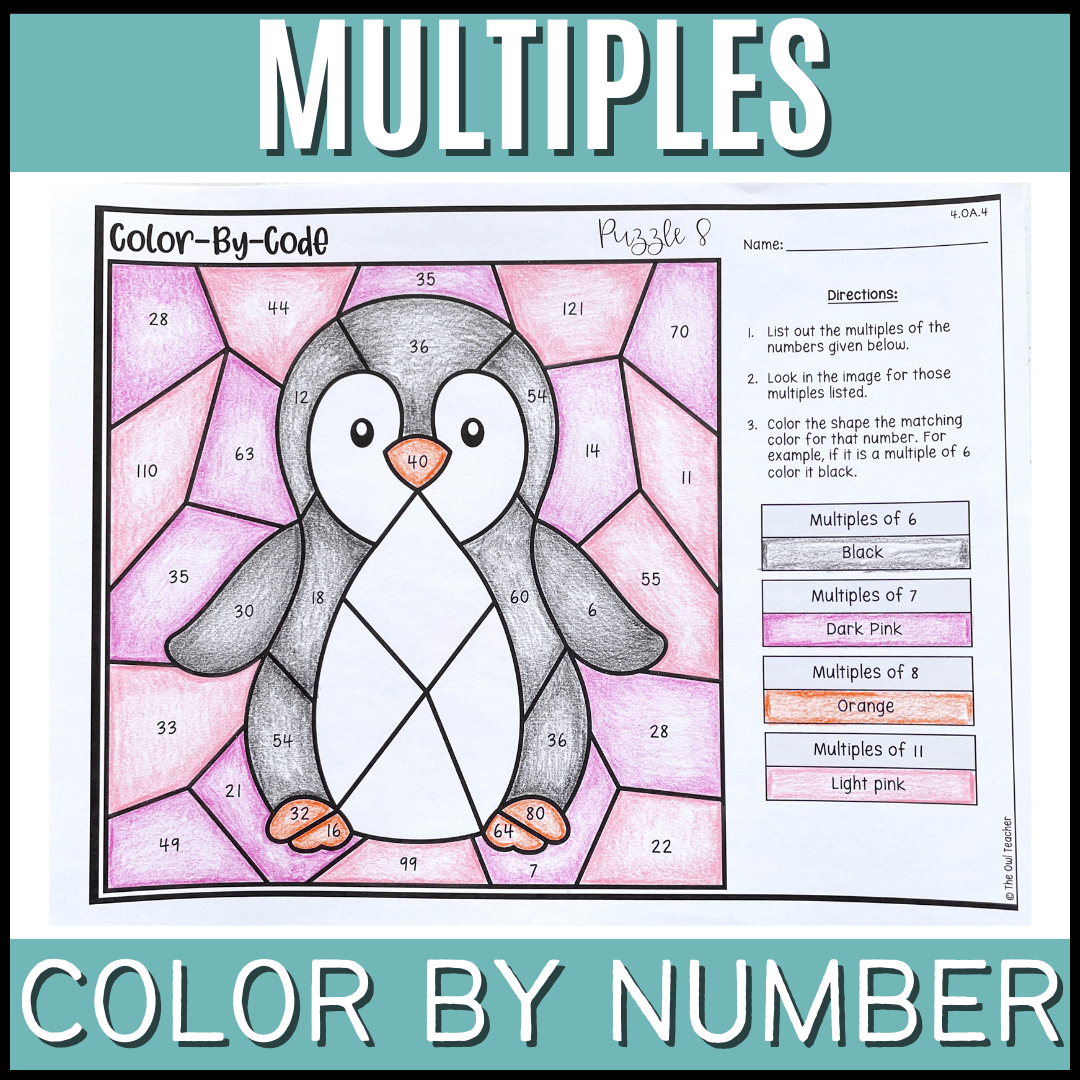 Multiples Color By Number Activity The Owl Teacher