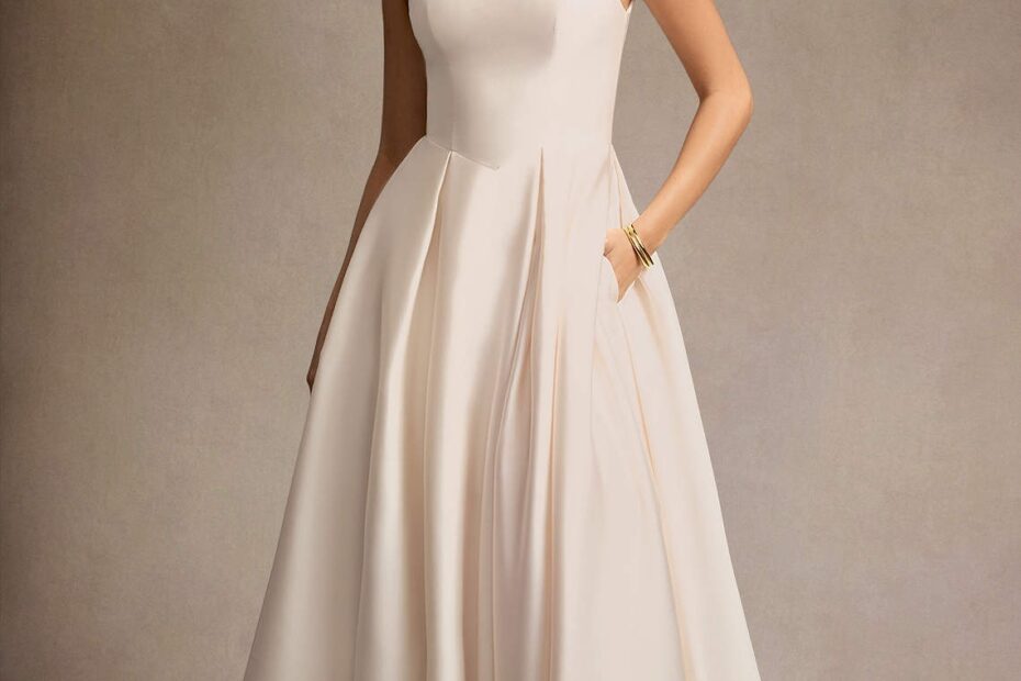 Olivia Cream Pleated Midi Dress Azazie IE