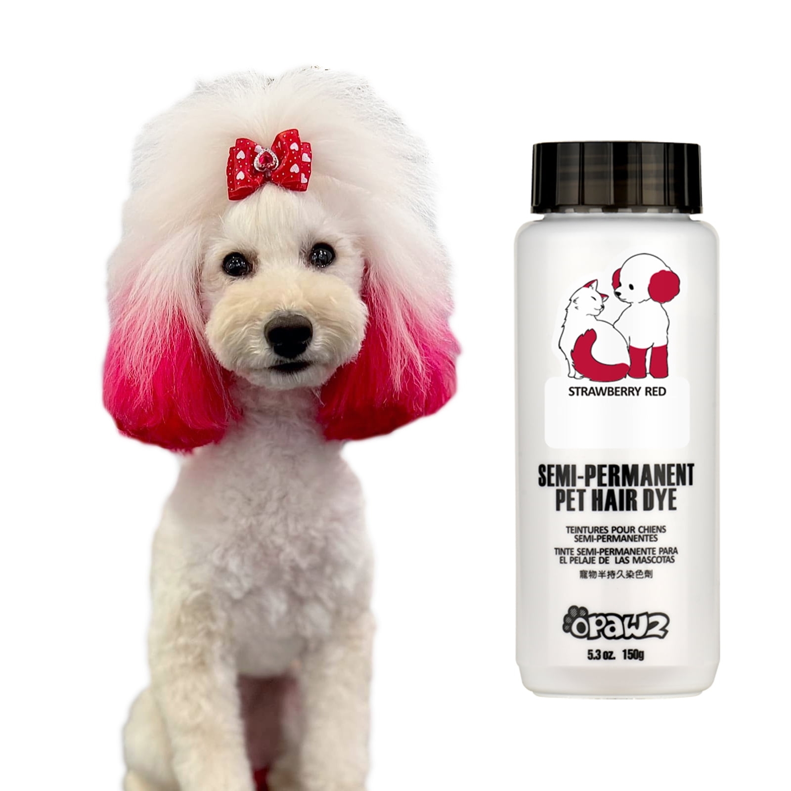 OPAWZ Semi Permanent Dog Hair Dye Non Toxic Pet Hair Dye For Dogs Cats And All Pets Can Be Bathed Strawberry Red 