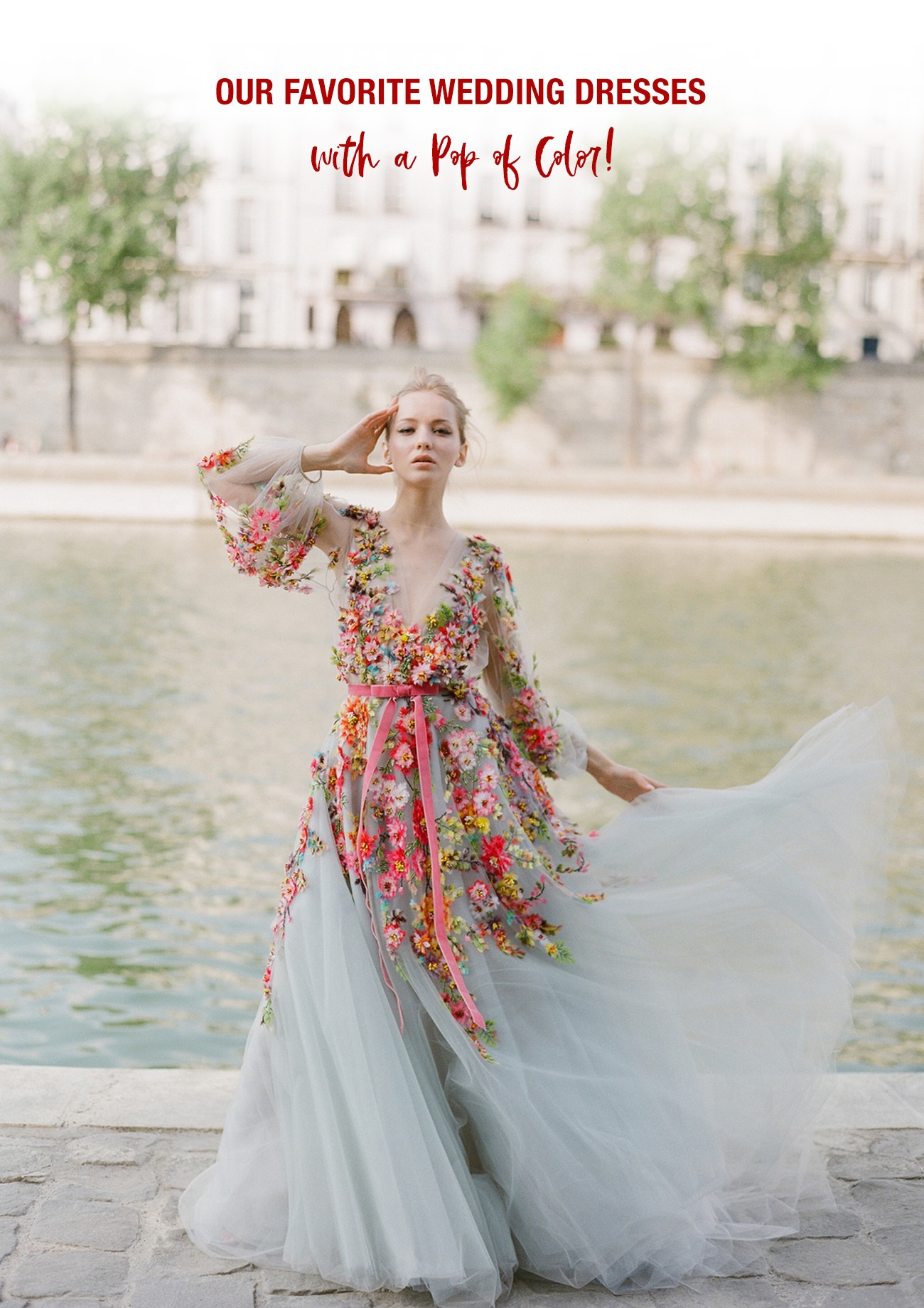 Our Favorite Wedding Dresses With A Pop Of Color Green Wedding 